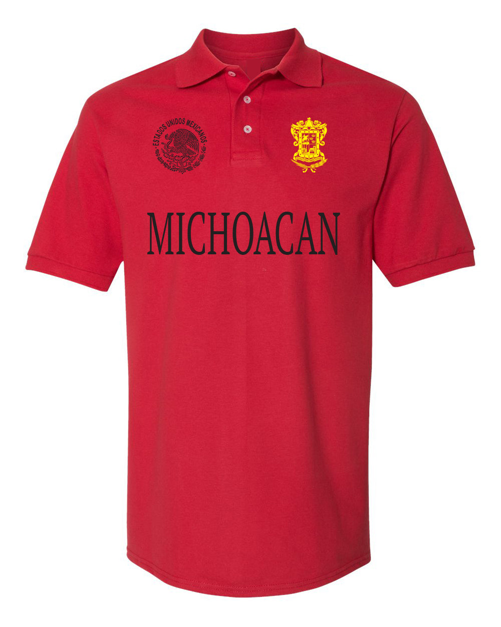 Michoacan Red Polo T-shirts Cotton Blend / Men / Hombres / Unisex / Polo / Long Sleeve / T-shirt / Mexico / Jalisco / Sinaloa / Michoacan