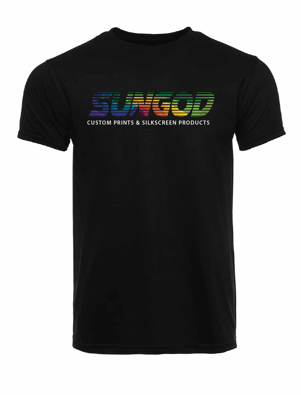 Original SunGod Logo Char. Black Soft Cotton T-shirts / Cotton Blend / sun t-shirts / summer time / good vibes / Graphic t-shirt / Sunny Day Apparel