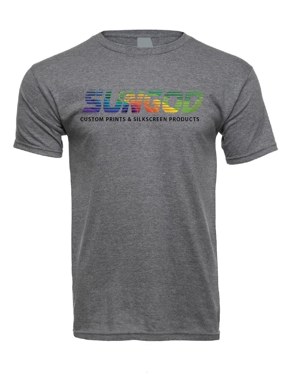Original SunGod Logo Char. Black Soft Cotton T-shirts / Cotton Blend / sun t-shirts / summer time / good vibes / Graphic t-shirt / Sunny Day Apparel