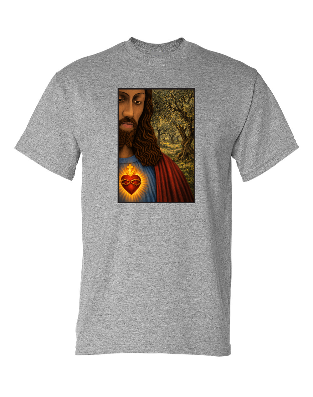 Jesus Christ sacret Heart White 100% Cotton T-shirts / Catholics / The SunGod / christianity / Religion / Jesus Christ T-shirt / Sacret Heart / Sunny Day Apparel