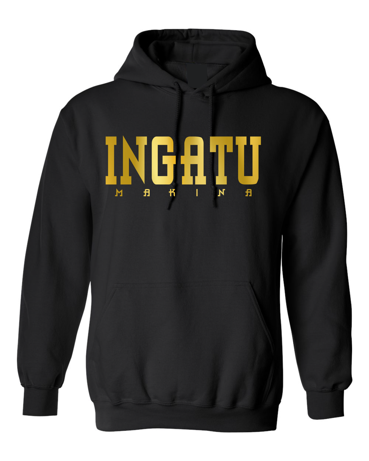Black Ingatu Makina Hoodie with Gold Lettering Thick Cotton Blend / Mens / Hombres / Unisex / Hoodies