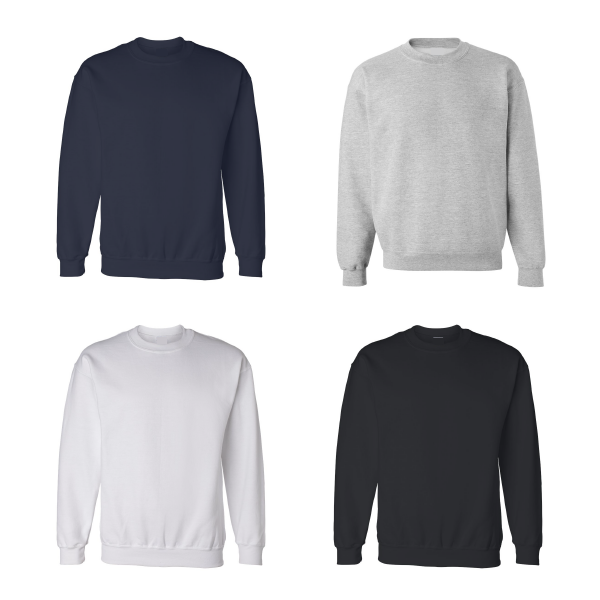 Custom Silkscreen Printing Sweater Black, White, Navy Blue and Gray 100% Cotton / Minimum order of 12 pcs /  PLEASE SEND ALL ARTWORK TO SUNGODPRINT@GMAIL.COM