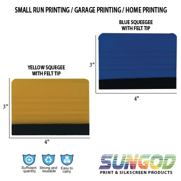 Plastic Vinyl Squeegee 4" long a set of 3 pieces / blue & yellow / Decal installment / Black Fabric Felt Edge / window decal/ Easy to Handle