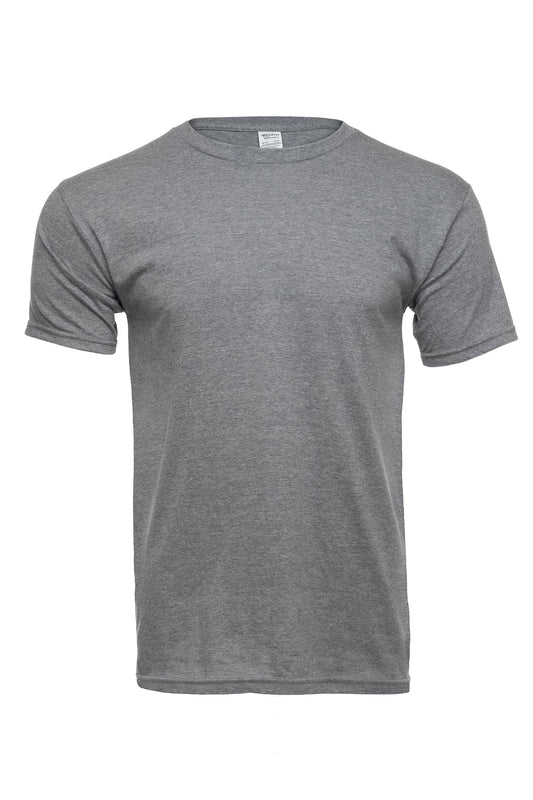 Ash Gray 50/50 Cotton Blend T-shirts available in three colors. Ash Gray, Black and White