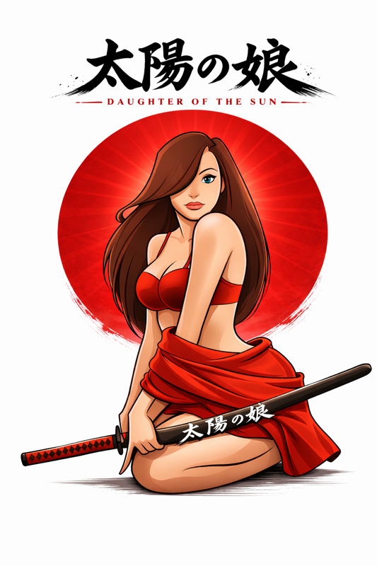 Daughter of the Sun White Poster Board / SunGod / Japanese Art / Samurai Sword / Anime style Art /  3/16 Foam, Plastic or Ultra Board