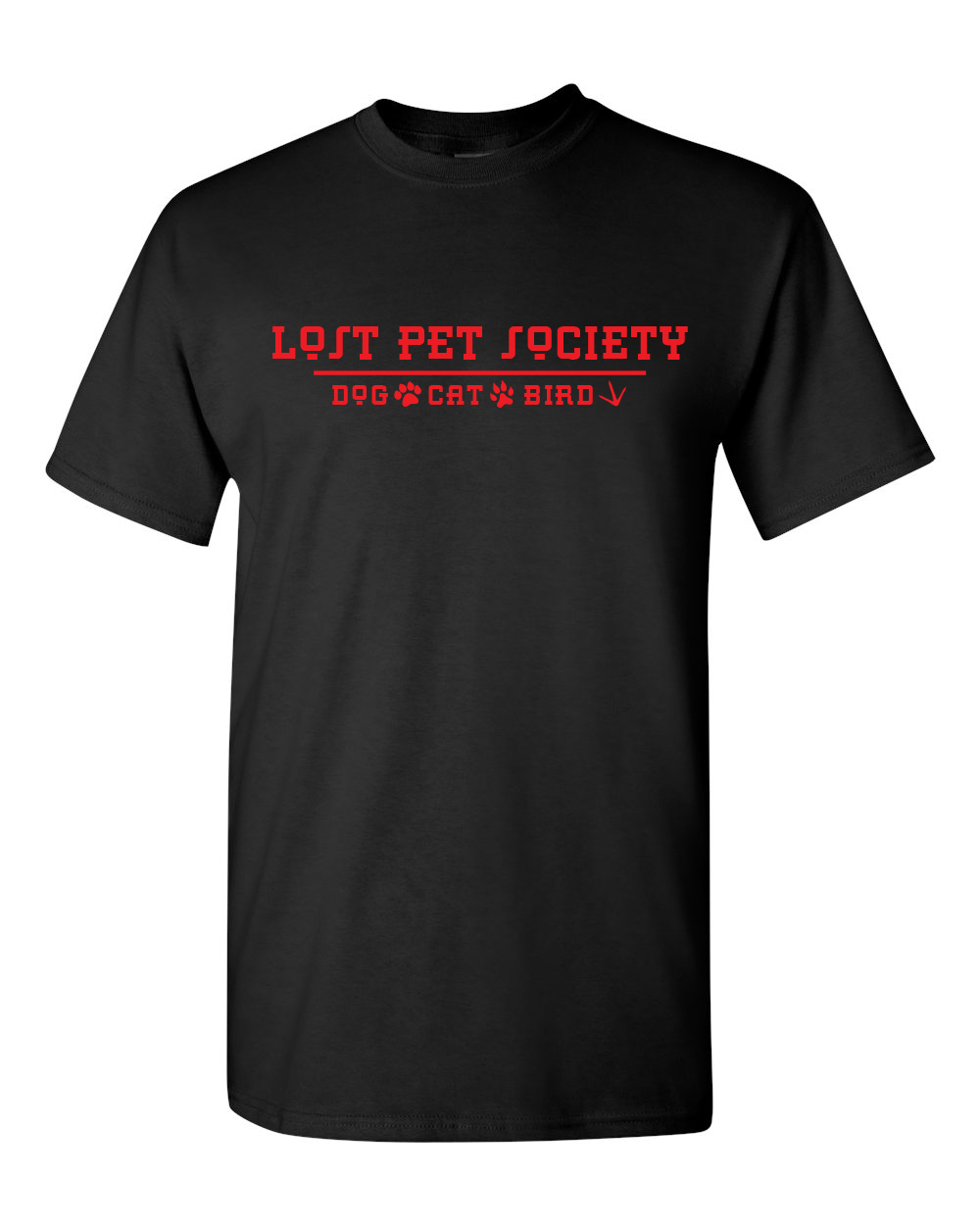 Lost Pet Society Original Black T-shirt 100% Cotton / LPC / pet lovers / dog lovers / cat lover / bird lovers / white / gray / black
