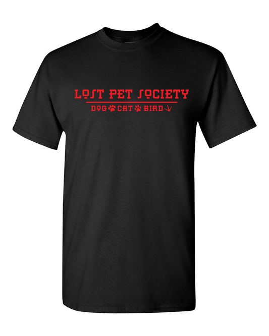 Lost Pet Society Original Black T-shirt 100% Cotton / LPC / pet lovers / dog lovers / cat lover / bird lovers / white / gray / black