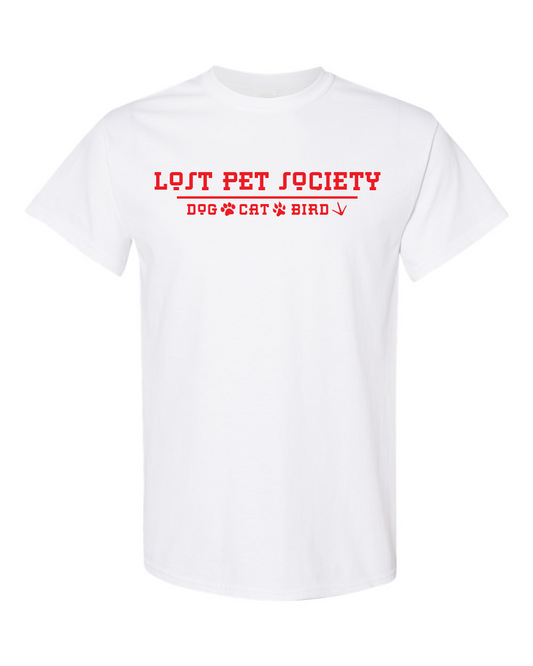 Lost Pet Society Original White T-shirt 100% Cotton / LPC / pet lovers / dog lovers / cat lover / bird lovers / white / gray / black