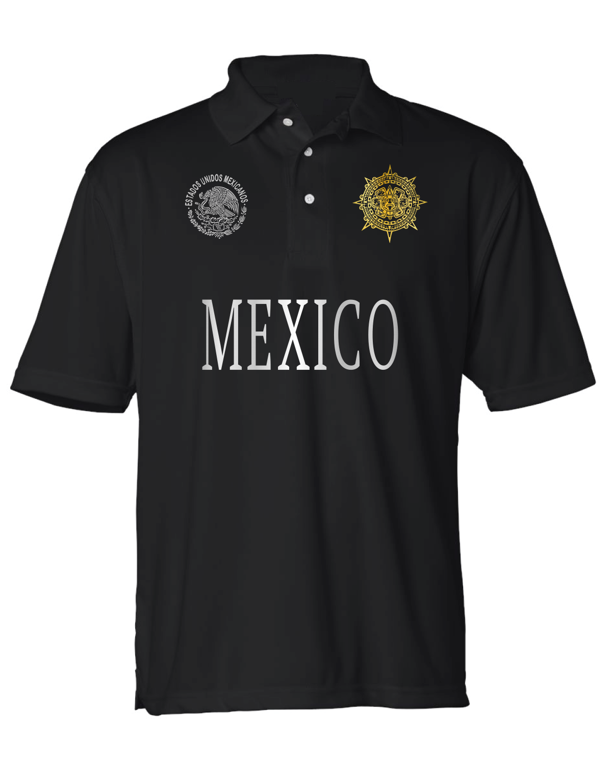 Sinaloa Black Polo W/ Metallic Gold & Metallic Silver Logos / Cotton Blend / Men / Hombres / Unisex / Polo / Long Sleeve / T-shirt / Mexico / Jalisco / Sinaloa / Michoacan / La Patria