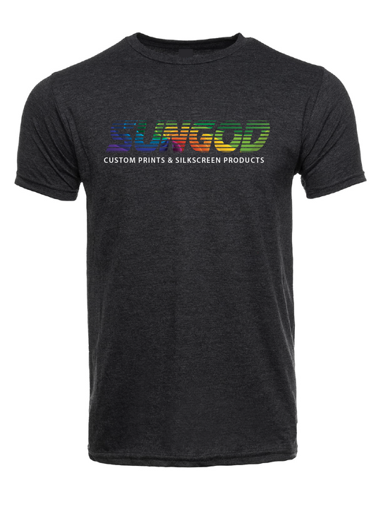 Original SunGod Logo Char. Black Soft Cotton T-shirts / Cotton Blend / sun t-shirts / summer time / good vibes / Graphic t-shirt / Sunny Day Apparel