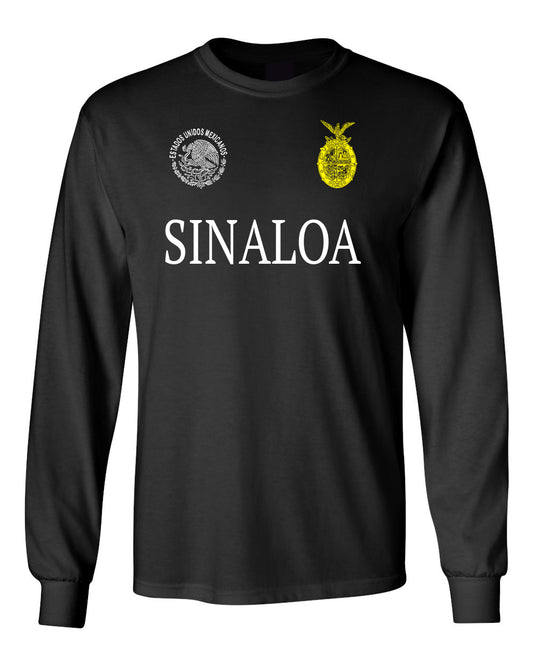 Sinaloa Black Long Sleeve Soft Cotton T-shirts / Men / Hombres / Unisex / Long Sleeve / Sweater / Mexico / Jalisco / Sinaloa / Michoacan