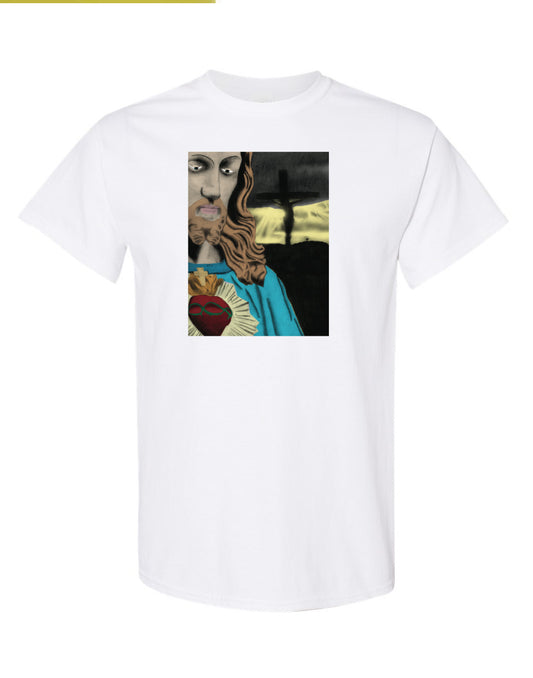 Jesus Christ sacret Heart White 100% Cotton T-shirts / Catholics / The SunGod / christianity / Religion / Jesus Christ T-shirt / Sacret Heart / Sunny Day Apparel