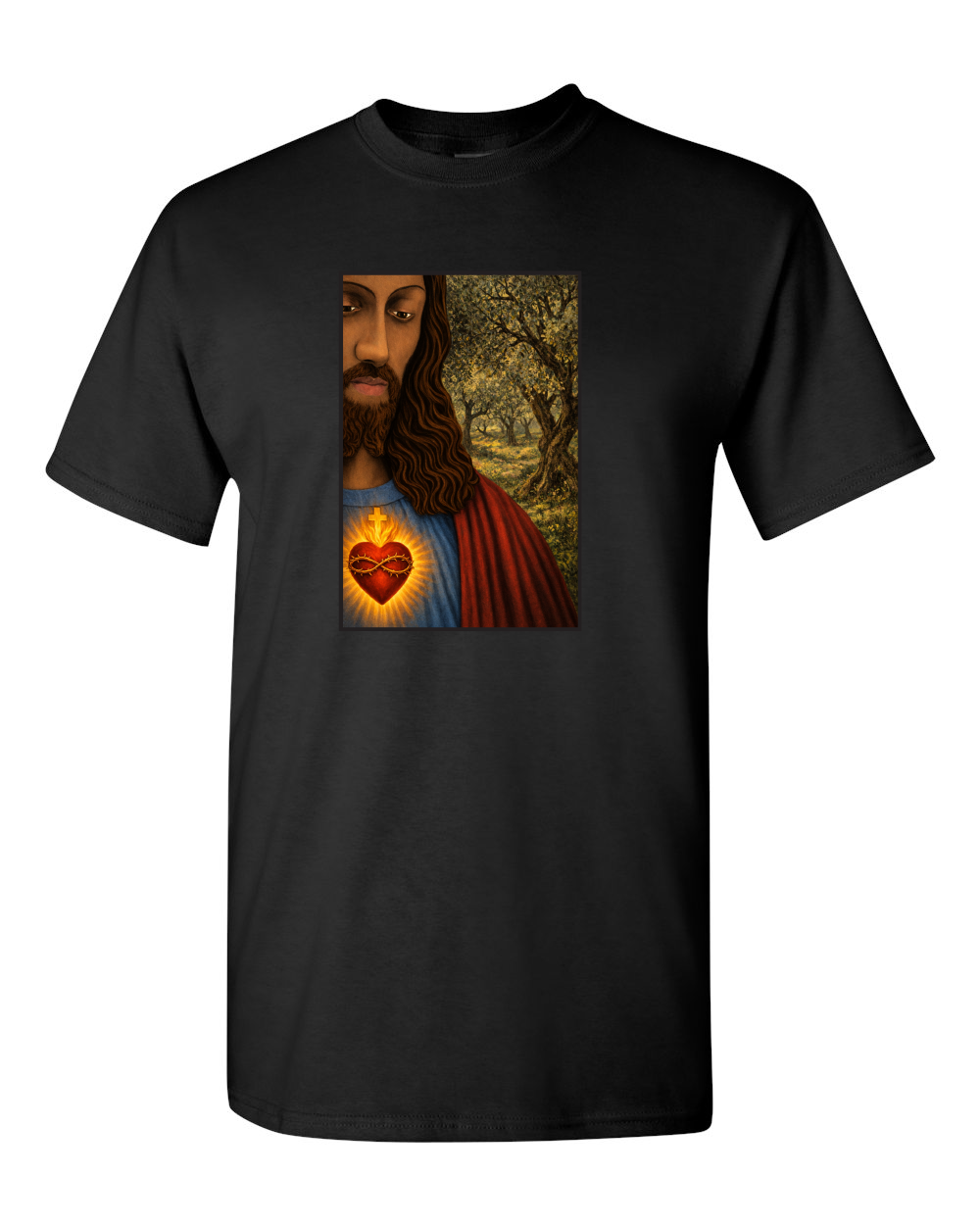 Jesus Christ sacret Heart White 100% Cotton T-shirts / Catholics / The SunGod / christianity / Religion / Jesus Christ T-shirt / Sacret Heart / Sunny Day Apparel