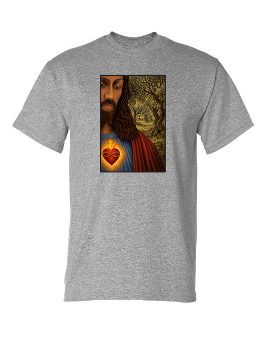 Jesus Christ sacret Heart Gray 100% Cotton T-shirts / Catholics / The SunGod / christianity / Religion / Jesus Christ T-shirt / Sacret Heart / Sunny Day Apparel