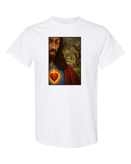 Jesus Christ sacret Heart White 100% Cotton T-shirts / Catholics / The SunGod / christianity / Religion / Jesus Christ T-shirt / Sacret Heart / Sunny Day Apparel