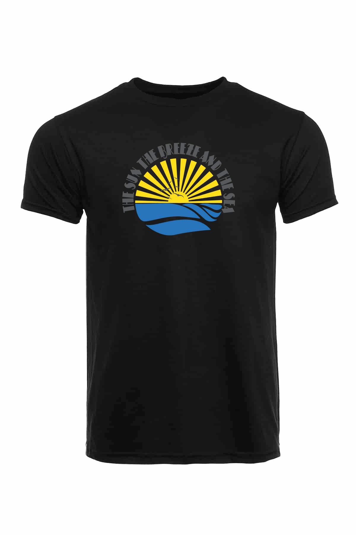 The Sun, The Breeze & The Sea Black soft cotton T-shirts / Cotton Blend / sun t-shirts / summer time / good vibes / Graphic t-shirt