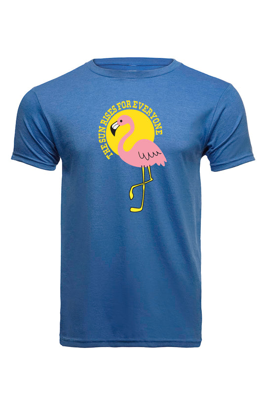 Flamingo "The Sun Rises" soft cotton Blue T-shirts  / sunny day Apparel / summer time / good vibes / Graphic t-shirt