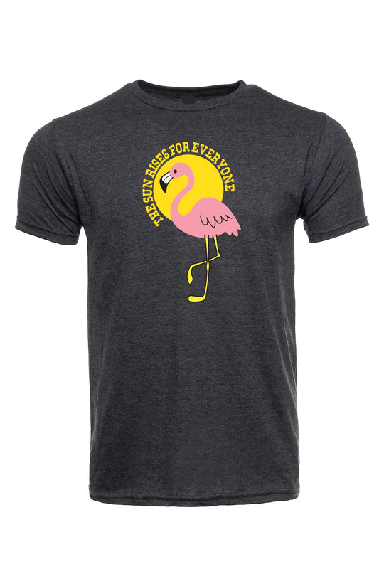 Flamingo "The Sun Rises" soft cotton Black T-shirts  / sunny day Apparel / summer time / good vibes / Graphic t-shirt