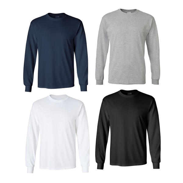 Custom Silkscreen Printing Black, Navy Blue, White and Gray Long Sleeve T-shirt 100% cotton / Minimum order of 12 pcs /  PLEASE SEND ALL ARTWORK TO SUNGODPRINT@GMAIL.COM