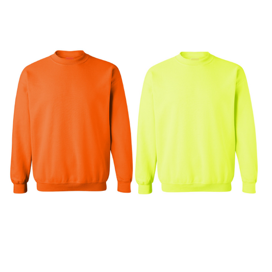 Custom Silkscreen Printing Safety Neon Colors Sweaters / 100% Cotton / Minimum order of 12 pcs / PLEASE CHOOSE SIZE, T-SHIRT COLOR AND QUANTITY BEFORE YOU HIT CUSTOMIZE