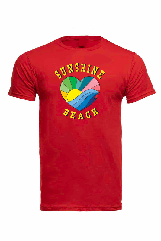 sunshine Beach Red Soft Cotton T-shirts / Cotton Blend / sun t-shirts / summer time / good vibes / Graphic t-shirt