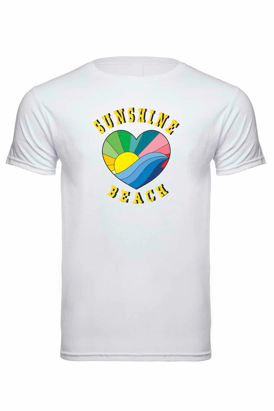 Sunshine Beach White Soft Cotton T-shirts / Cotton Blend / sun t-shirts / summer time / good vibes / Graphic t-shirt