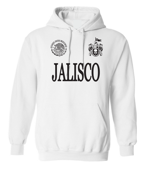 Jalisco White Hoodie Soft Cotton / Men / Hombres / Unisex / Long Sleeve / Sweater / Mexico / Sinaloa / Jalisco / Michoacan