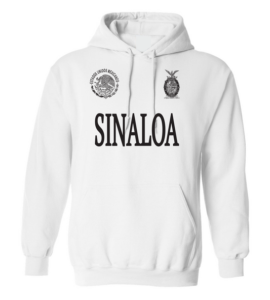 Sinaloa White Hoodie Soft Cotton / Men / Hombres / Unisex / Long Sleeve / Sweater / Mexico / Sinaloa / Jalisco / Michoacan (Copy)